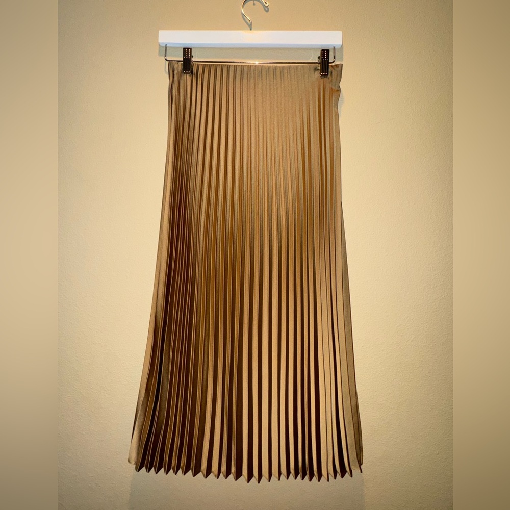 NWT TAN JCREW PLEATED MIDI SKIRT